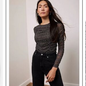 Mint Velvet•dot ruched mesh top